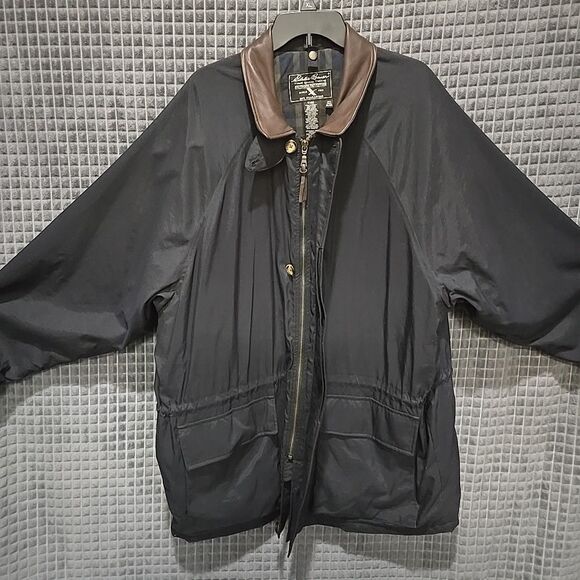 VTG EddieBauer Insulated Jacket Coat XL Oversized Leather Collar Bomber Grandpa - Picture 4 of 16